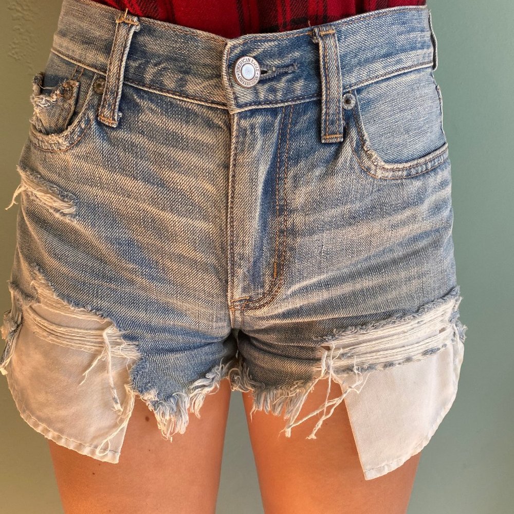 Vintage High Rise Festival Distressed Denim Shorts